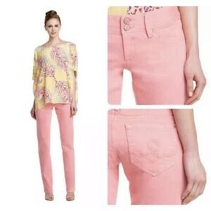 Lilly Pulitzer Worth Light Pink Straight Leg Jeans Preppy ResortWear 2 Stretch